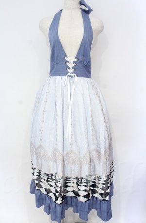 画像: axes femme POETIQUE / チェスボードホルターワンピース  サックス O-25-10-31-3009-AX-SK-IG-OS