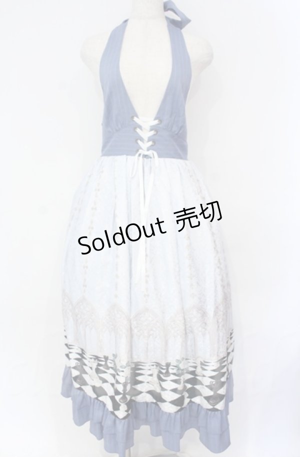 画像1: axes femme POETIQUE / チェスボードホルターワンピース  サックス O-25-10-31-3009-AX-SK-IG-OS (1)