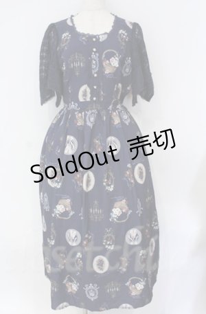 画像: axes femme / アンティークフルーツ柄ワンピース  ネイビー O-25-10-31-3011-AX-OP-IG-ZT518