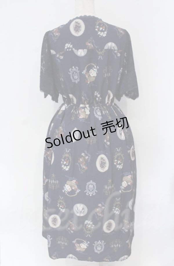 画像3: axes femme / アンティークフルーツ柄ワンピース  ネイビー O-25-10-31-3011-AX-OP-IG-ZT518 (3)