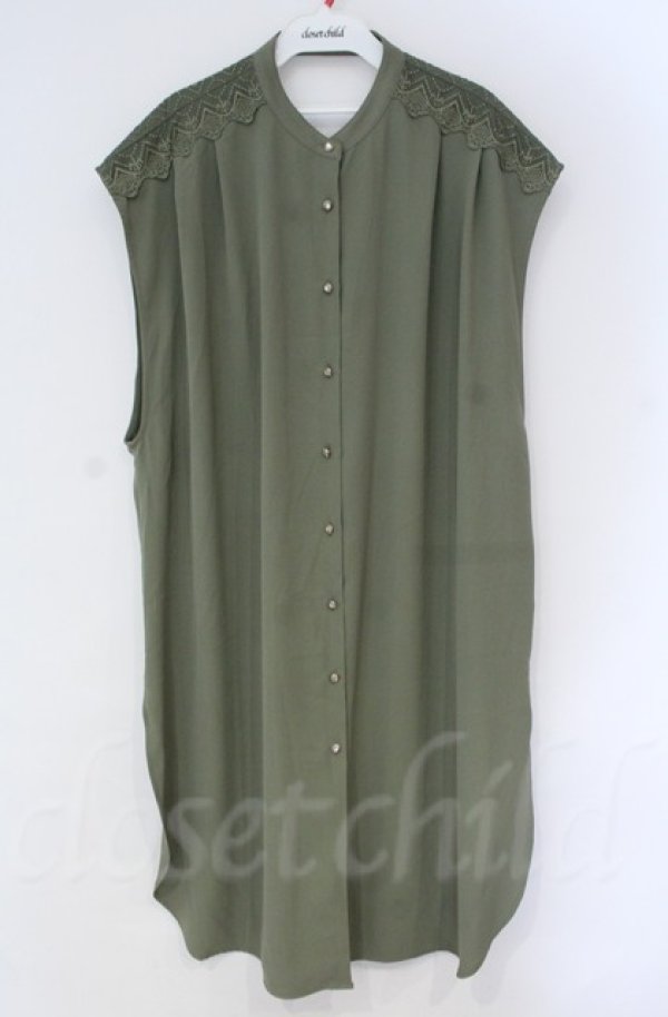 画像1: axes femme / バックレースアップロングジレ  グリーン O-25-10-31-3012-AX-TO-IG-OS (1)