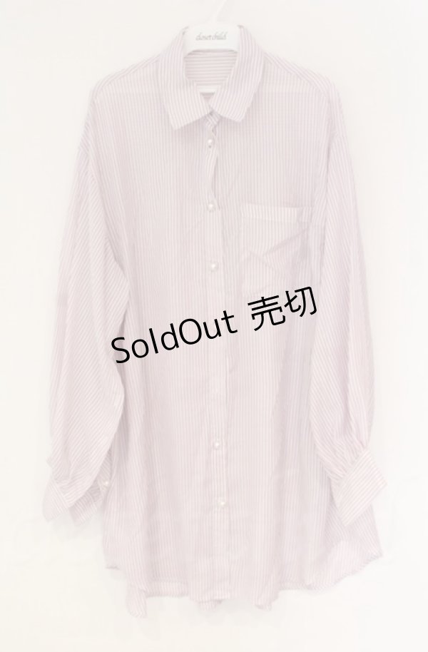 画像1: 【SALE】axes femme / スリット袖シアーシャツ  ピンク×シロ O-25-10-31-3013-AX-BL-IG-ZT490 (1)