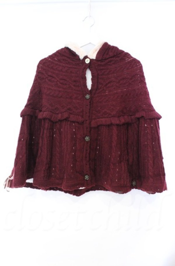 画像1: axes femme POETIQUE / 裏ボアスピンドルケープ  ワイン O-25-10-31-3003-AX-CO-IG-ZT459 (1)