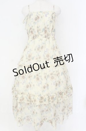 画像: axes femme / ひまわり柄キャミワンピース  イエロー O-25-10-31-3024-AX-OP-IG-OS