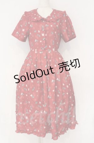 画像: axes femme / チェリーローズ柄セーラーワンピース  アカ O-25-10-31-3026-AX-OP-IG-ZT507