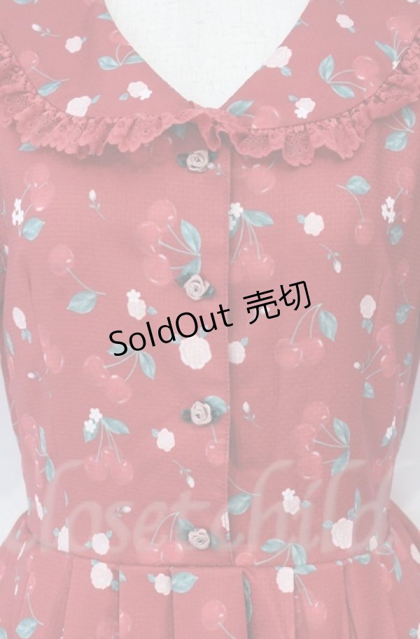 画像2: axes femme / チェリーローズ柄セーラーワンピース  アカ O-25-10-31-3026-AX-OP-IG-ZT507 (2)