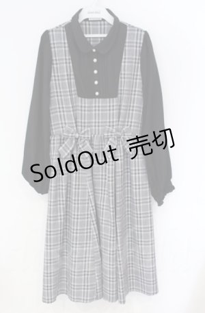 画像: axes femme / チェックリボンドッキングワンピース  クロ×グレー O-25-10-31-3028-AX-OP-IG-OS