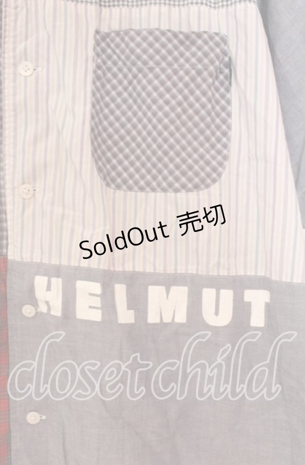 画像2: 【SALE】Karl Helmut / ギンガム切り替えシャツ  ブルー O-25-10-31-002-EL-BL-IG-ZT191 (2)