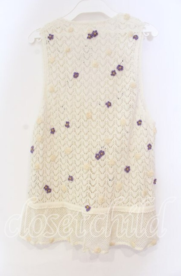 画像3: PINK HOUSE / フラワーモチーフ鍵編みベスト  オフシロ O-25-10-31-013-LO-TO-IG-ZT191 (3)