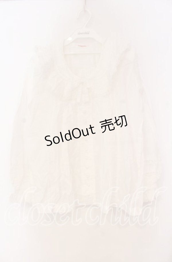 画像1: WONDERFUL WORLD / フリルレースブラウス  シロ O-25-10-31-014-LO-BL-IG-OS (1)