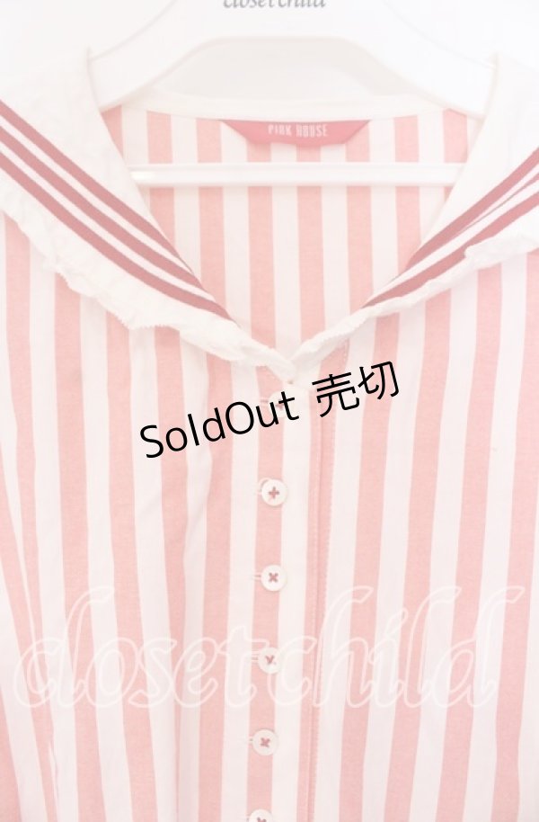画像2: PINK HOUSE / セーラーカラーワンピース【お直しあり】  アカ×シロ O-25-10-31-015-LO-OP-IG-OS (2)