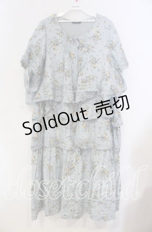 画像: PINK HOUSE / ブーケケープ風段々ワンピース【お直しあり】  サックス O-25-10-31-016-LO-OP-IG-OS