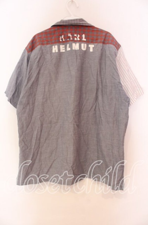 画像3: Karl Helmut / ギンガム切り替えシャツ  ブルー O-25-10-31-002-EL-BL-IG-OS (3)