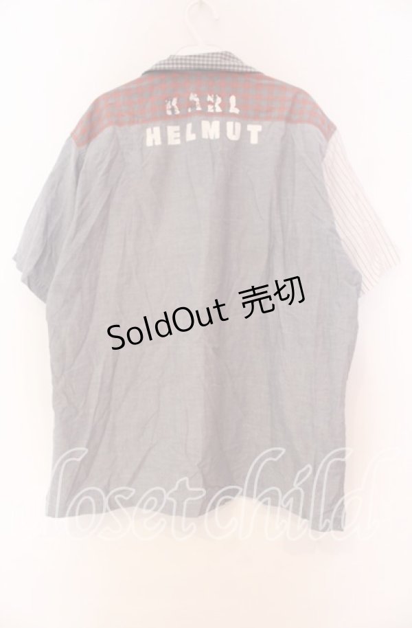 画像3: 【SALE】Karl Helmut / ギンガム切り替えシャツ  ブルー O-25-10-31-002-EL-BL-IG-ZT191 (3)