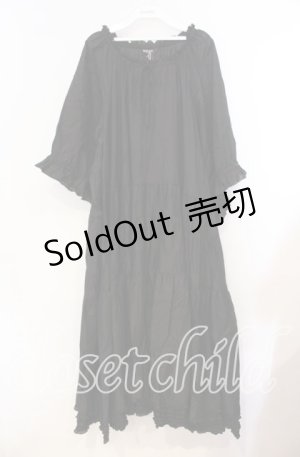 画像: PINK HOUSE / ロゴ刺繍ピコフリルティアードワンピース【お直しあり】  クロ O-25-10-31-017-LO-OP-IG-ZT207