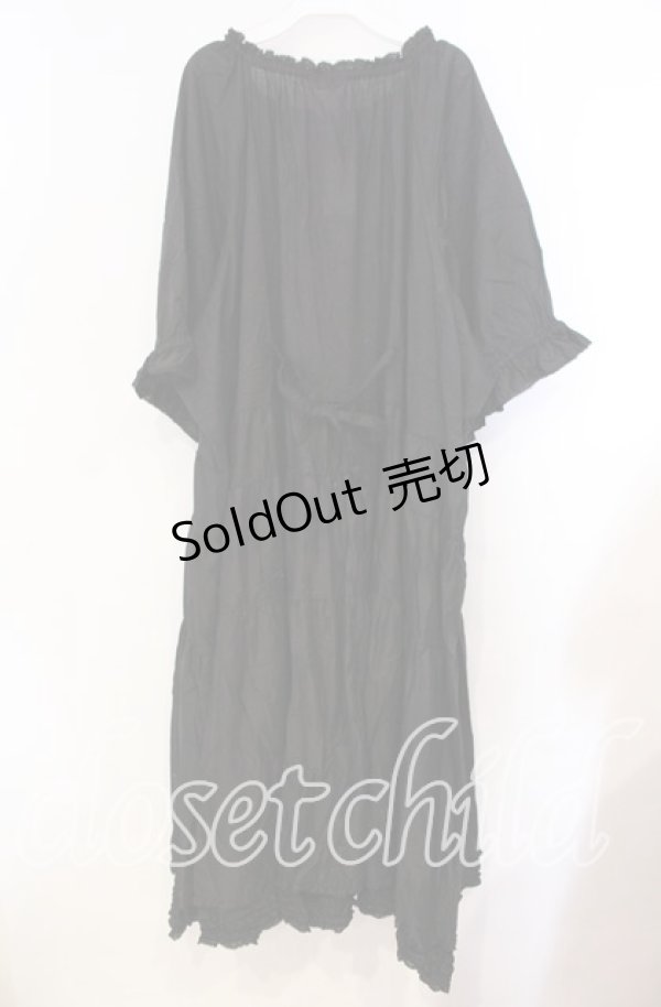 【極美品】PINK HOUSE ワンピース ピコフリル ブラック 近年モデル PINK HOUSE / ロゴ刺繍ピコフリルティアードワンピース【お直しあり