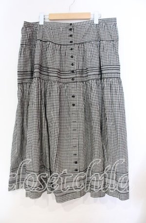 画像: KANEKO ISAO / ギンガムロングスカート【お直しあり】  クロ O-25-10-31-019-EL-SK-IG-OS