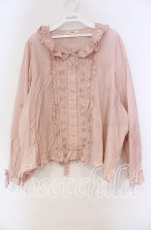 画像: PINK HOUSE / ピンタックフリル長袖ブラウス【お直しあり】  ピンク O-25-10-31-003-LO-OP-IG-OS