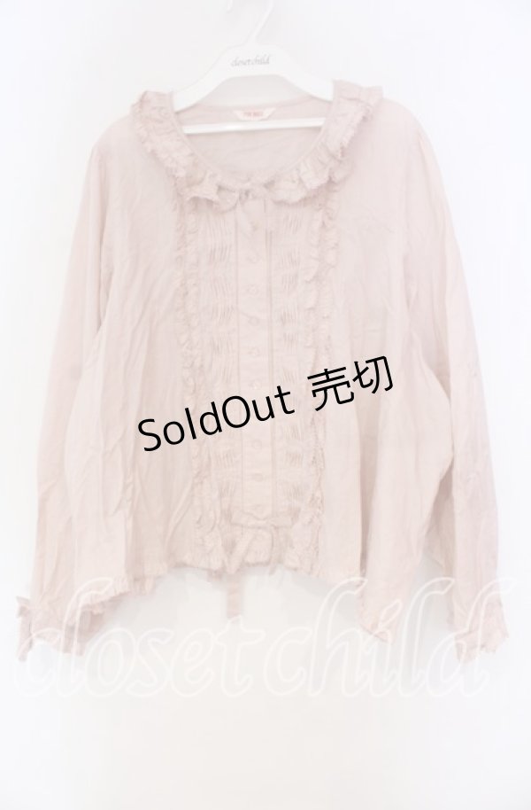 画像1: PINK HOUSE / ピンタックフリル長袖ブラウス【お直しあり】  ピンク O-25-10-31-003-LO-OP-IG-OS (1)