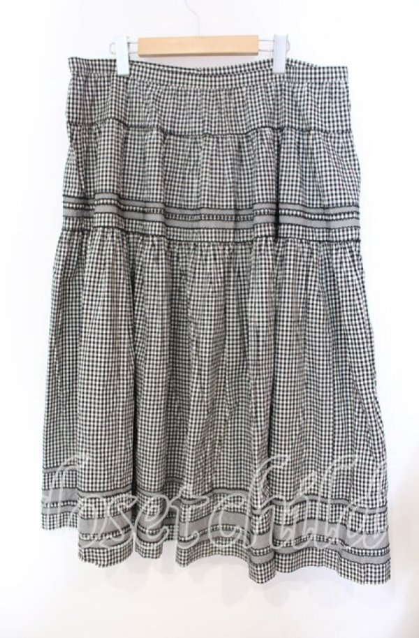 画像3: KANEKO ISAO / ギンガムロングスカート【お直しあり】  クロ O-25-10-31-019-EL-SK-IG-OS (3)