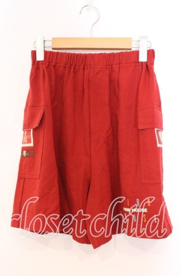 画像1: PINK HOUSE / パッチスウェットショートパンツ  アカ O-25-10-31-020-LO-PA-IG-ZT333 (1)