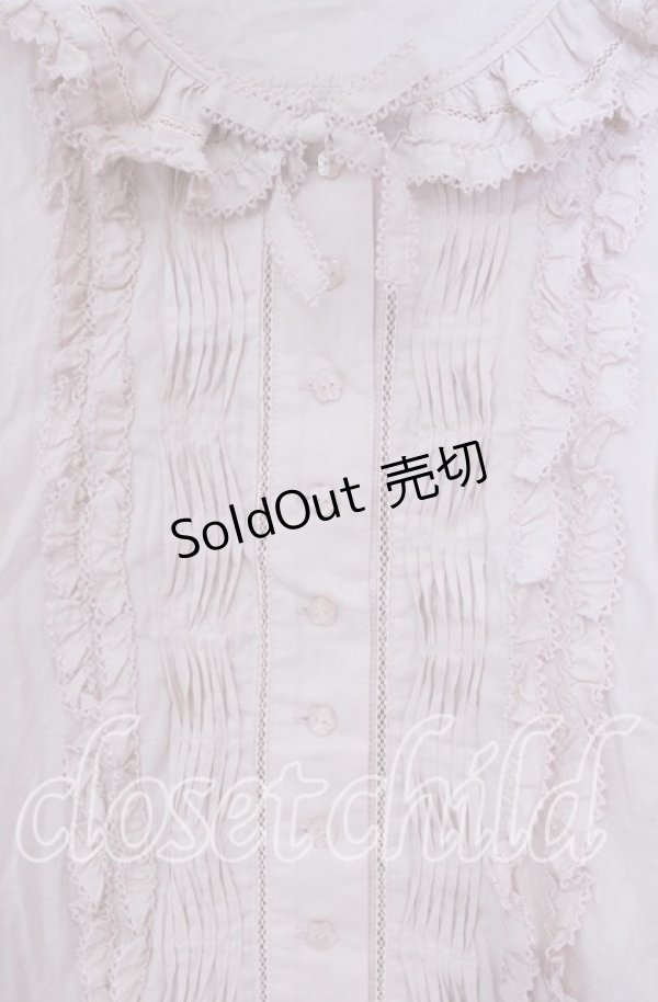 画像2: PINK HOUSE / ピンタックフリル長袖ブラウス【お直しあり】  ピンク O-25-10-31-003-LO-OP-IG-OS (2)