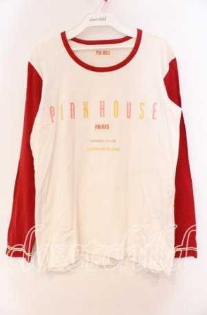画像: PINK HOUSE / プリントラグランカットソー  ホワイト×アカ O-25-10-31-027-LO-TO-IG-OS