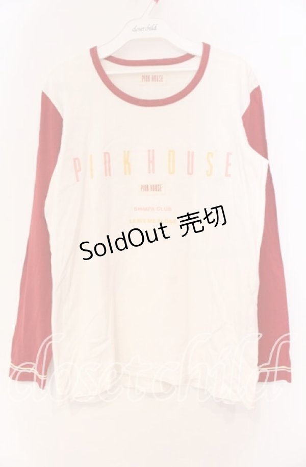 画像1: PINK HOUSE / プリントラグランカットソー  ホワイト×アカ O-25-10-31-027-LO-TO-IG-ZT070 (1)