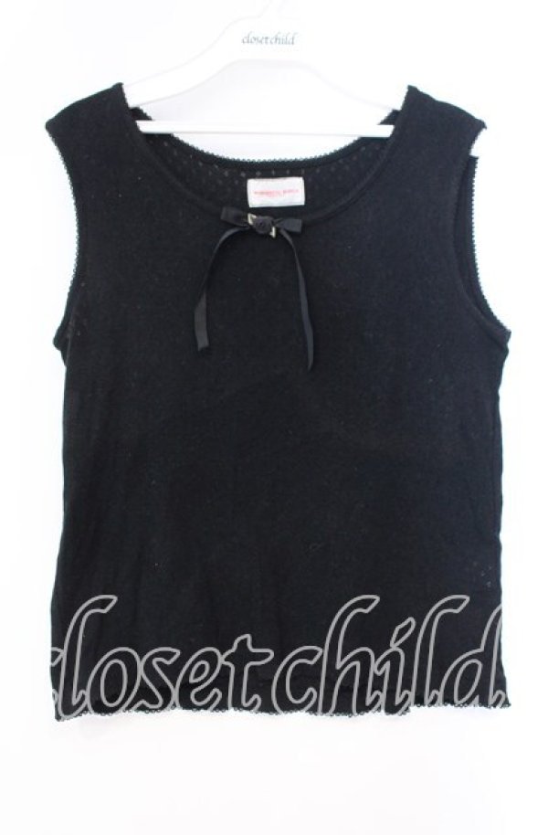 画像1: WONDERFUL WORLD / 巻き薔薇リボンタンクトップ  クロ O-25-10-31-028-LO-TO-IG-OS (1)