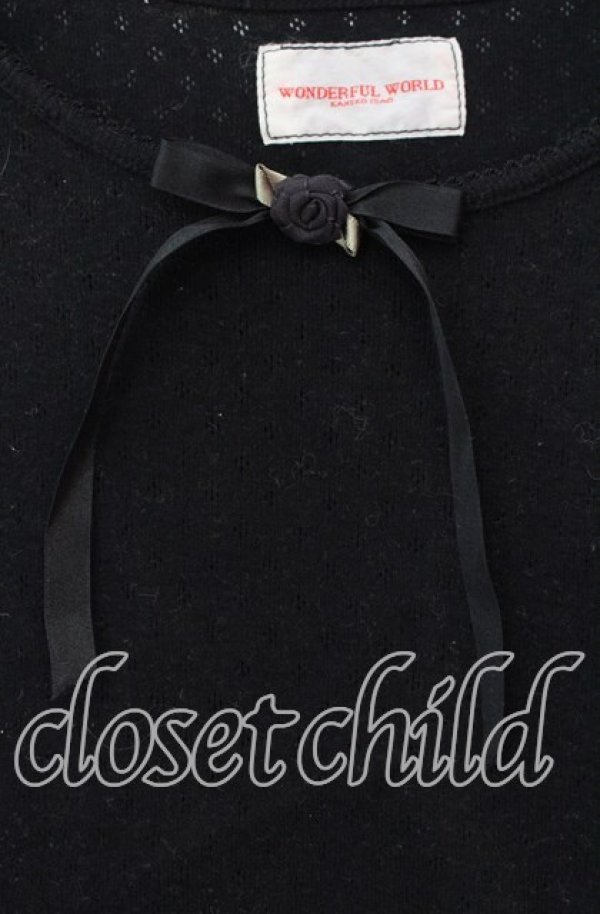 画像2: WONDERFUL WORLD / 巻き薔薇リボンタンクトップ  クロ O-25-10-31-028-LO-TO-IG-OS (2)