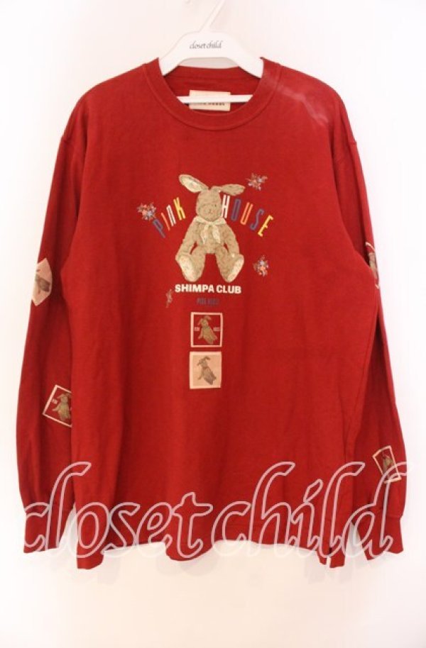 画像1: PINK HOUSE / ラビットプリントカットソー L アカ O-25-10-31-029-LO-TO-IG-OS (1)