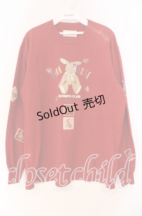 画像1: PINK HOUSE / ラビットプリントカットソー L アカ O-25-10-31-029-LO-TO-IG-OS (1)