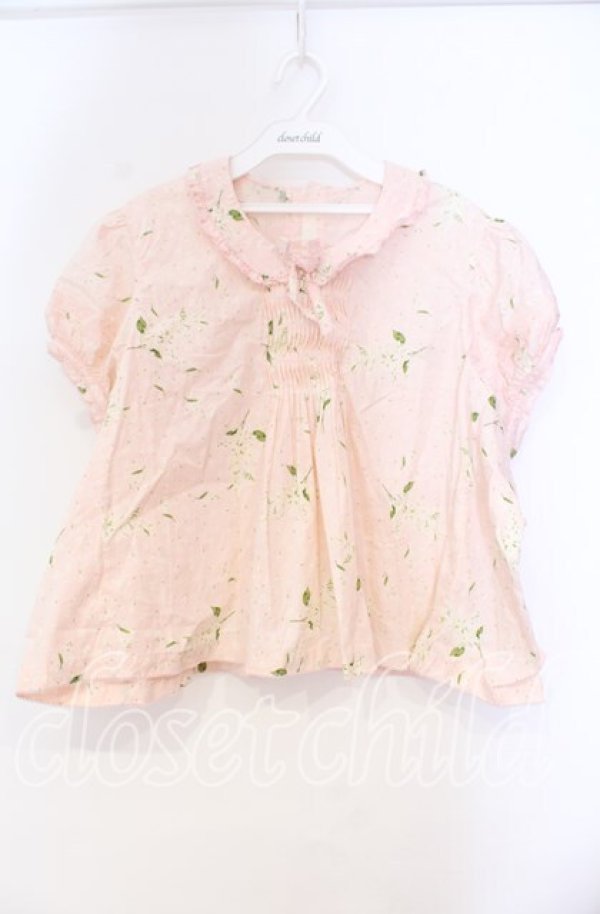 画像1: PINK HOUSE / フラワー柄タックプルブラウス【お直しあり】  ピンク O-25-10-31-030-LO-BL-IG-ZT070 (1)