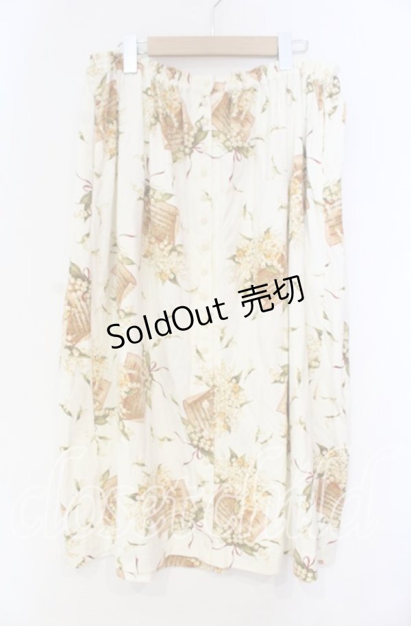 画像1: PINK HOUSE / すずらん柄カットスカート  シロ O-25-10-31-031-LO-SK-IG-ZT341 (1)