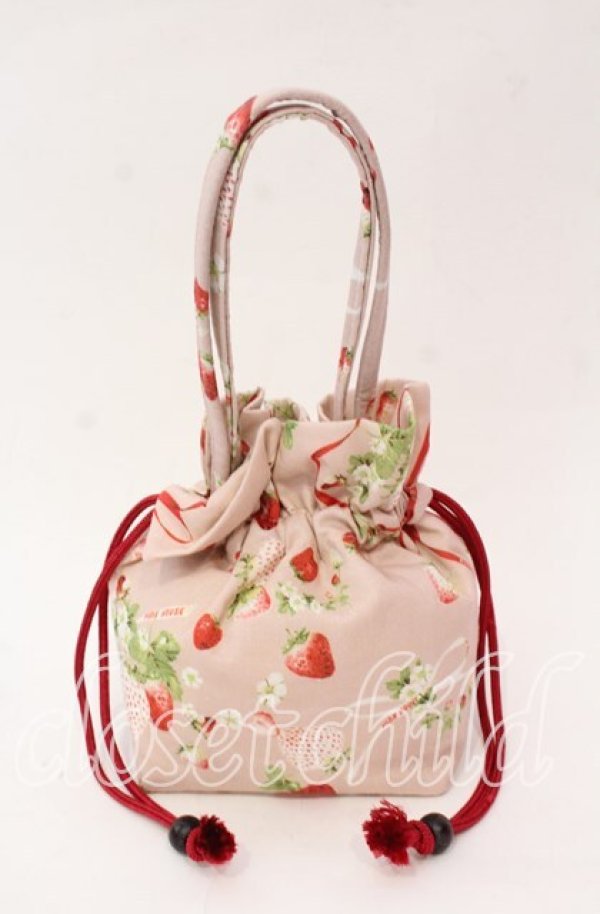 画像3: PINK HOUSE / リボン付き巾着  いちご柄ピンク O-25-11-03-004-LO-BG-IG-ZT273 (3)