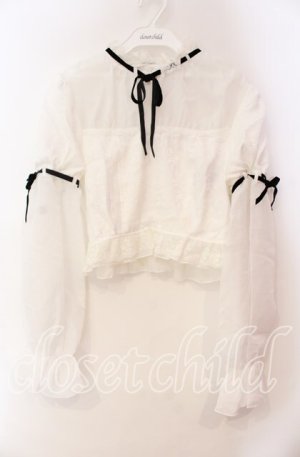 画像: Bobon21 / ジャガード切り替えパフスリブラウス L シロ O-25-11-03-028-EL-BL-OW-OS