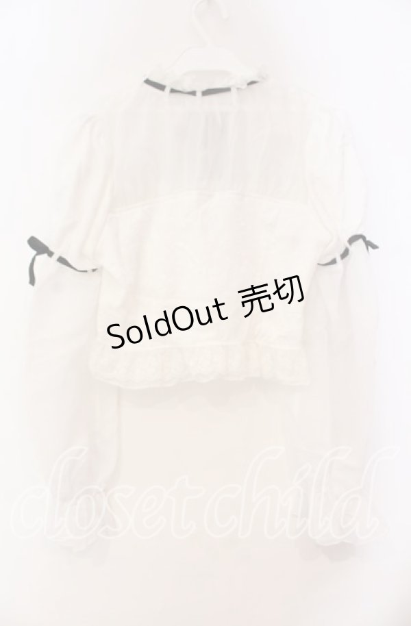 画像3: Bobon21 / ジャガード切り替えパフスリブラウス L シロ O-25-11-03-028-EL-BL-OW-OS (3)