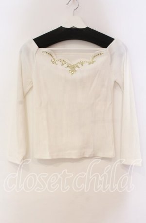 画像: MA*RS / ビジュー配色テレコトップス  シロ O-25-11-03-030-EL-TO-OW-OS