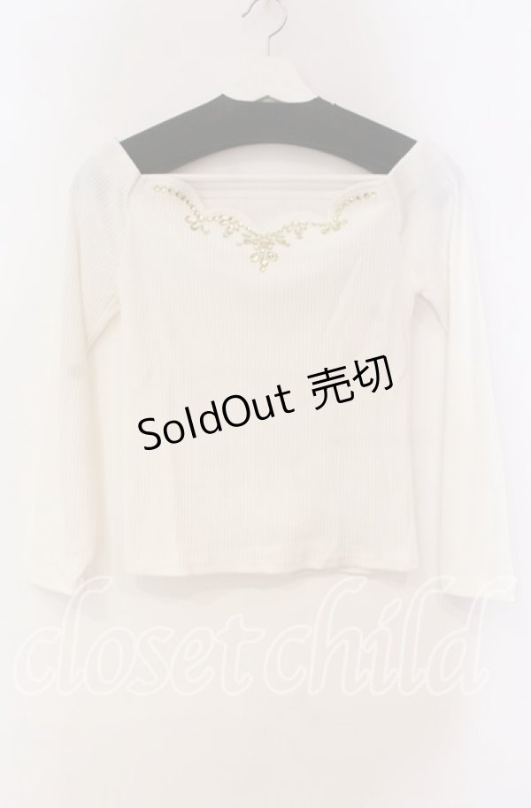 画像1: MA*RS / ビジュー配色テレコトップス  シロ O-25-11-03-030-EL-TO-OW-ZT250 (1)