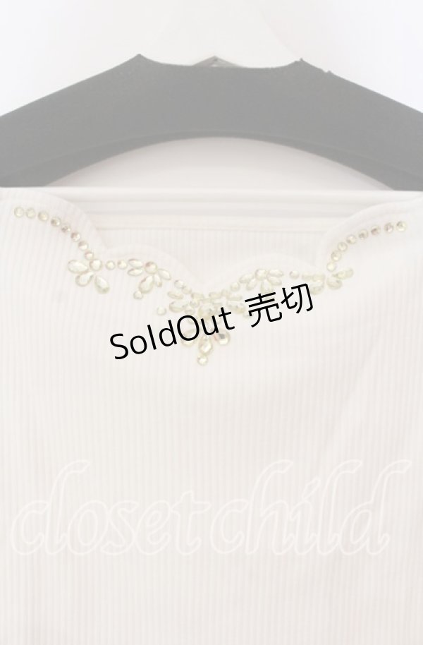 画像2: MA*RS / ビジュー配色テレコトップス  シロ O-25-11-03-030-EL-TO-OW-ZT250 (2)