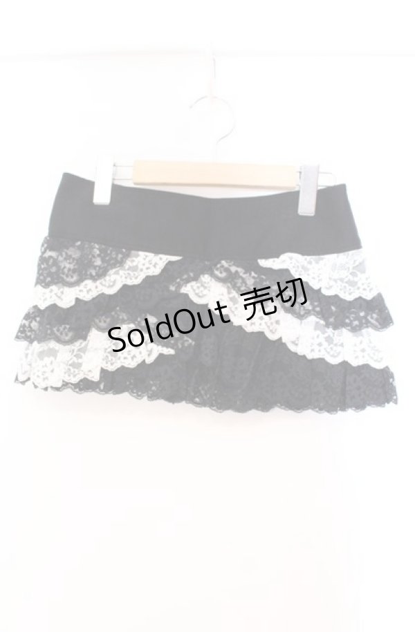 画像1: MA*RS / レースティアードスカパン【内部パンツ欠品】  クロ×シロ O-25-11-03-037-EL-SK-OW-OS (1)