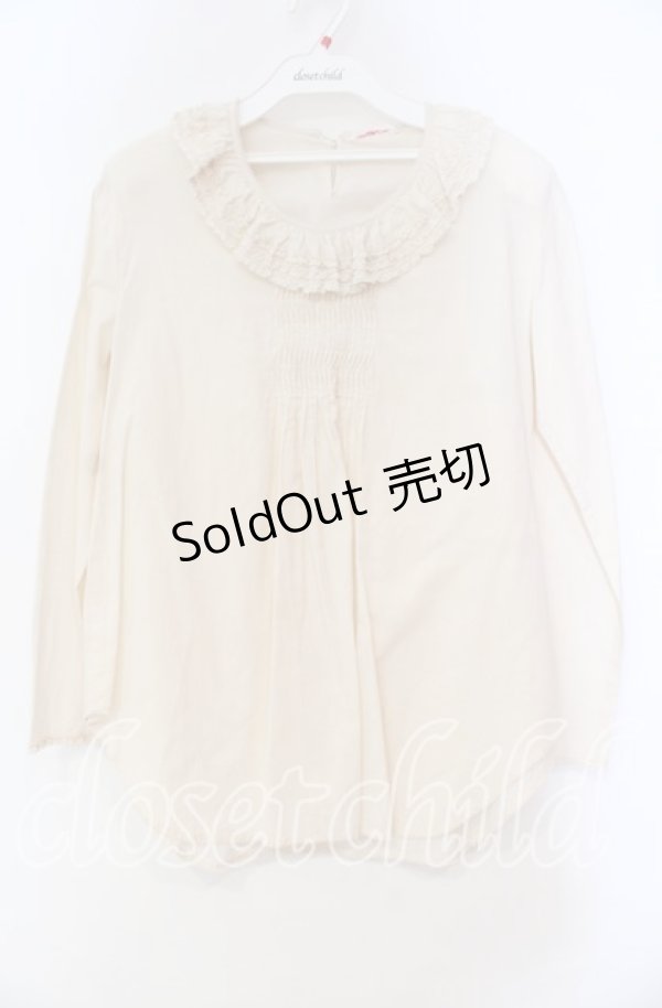 画像1: PINK HOUSE / フリル襟カットソー  アイボリー O-25-11-03-039-LO-TO-IG-OS (1)