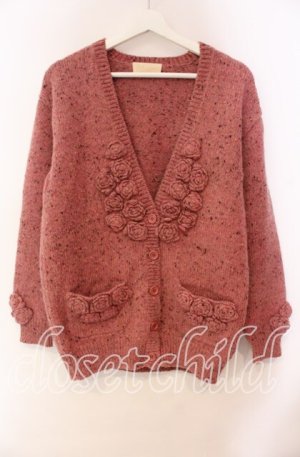 画像: PINK HOUSE / ローズモチーフネップニットカーディガン  ピンク O-25-11-03-040-LO-TO-IG-OS