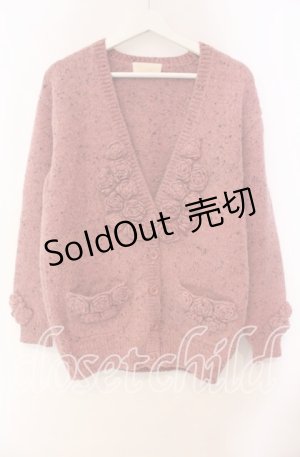 画像: PINK HOUSE / ローズモチーフネップニットカーディガン  ピンク O-25-11-03-040-LO-TO-IG-OS