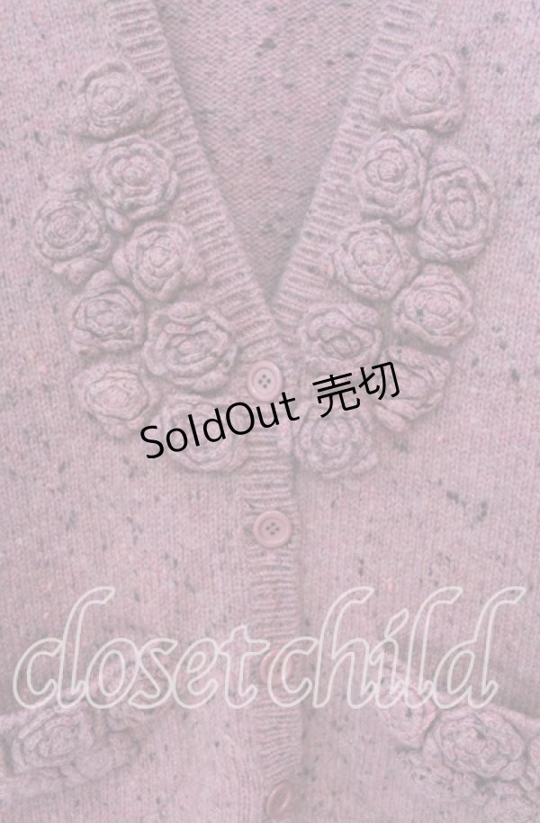 画像2: PINK HOUSE / ローズモチーフネップニットカーディガン  ピンク O-25-11-03-040-LO-TO-IG-OS (2)