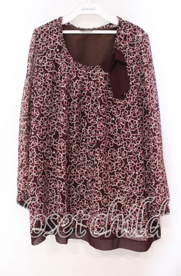 画像1: INGEBORG / 手書きフラワー総柄ブラウス  ワイン O-25-11-03-042-LO-BL-IG-ZT449 (1)