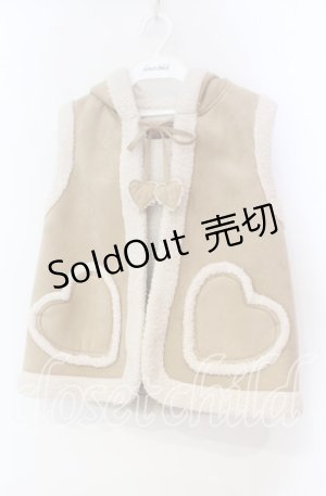 画像: PINK HOUSE / ハートポケットスエード風ベスト  ベージュ O-25-11-03-043-LO-TO-IG-OS
