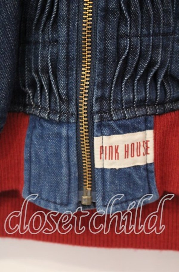 画像2: PINK HOUSE / デニムパッチワークブルゾン  インディゴ×アカ O-25-11-03-045-LO-JA-IG-ZI (2)