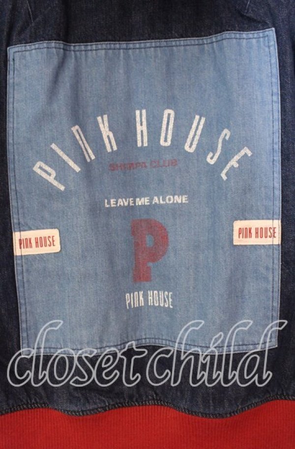 画像4: PINK HOUSE / デニムパッチワークブルゾン  インディゴ×アカ O-25-11-03-045-LO-JA-IG-ZI (4)
