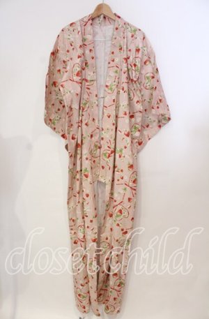 画像: PINK HOUSE / 浴衣 (半幅帯付き)  いちご柄ピンク O-25-11-03-006-LO-OP-IG-OS